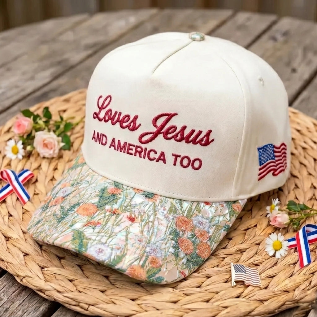 Love Jesus And America Too FLoral Hat
