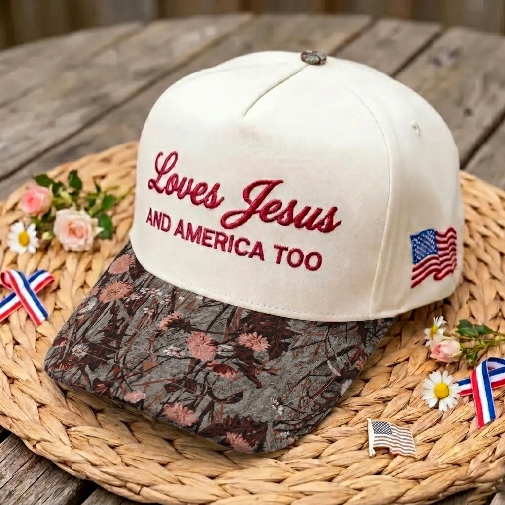 Love Jesus And America Too FLoral Hat