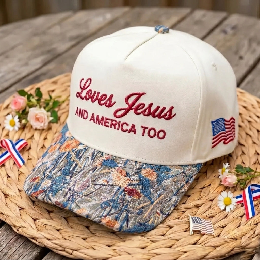 Love Jesus And America Too FLoral Hat