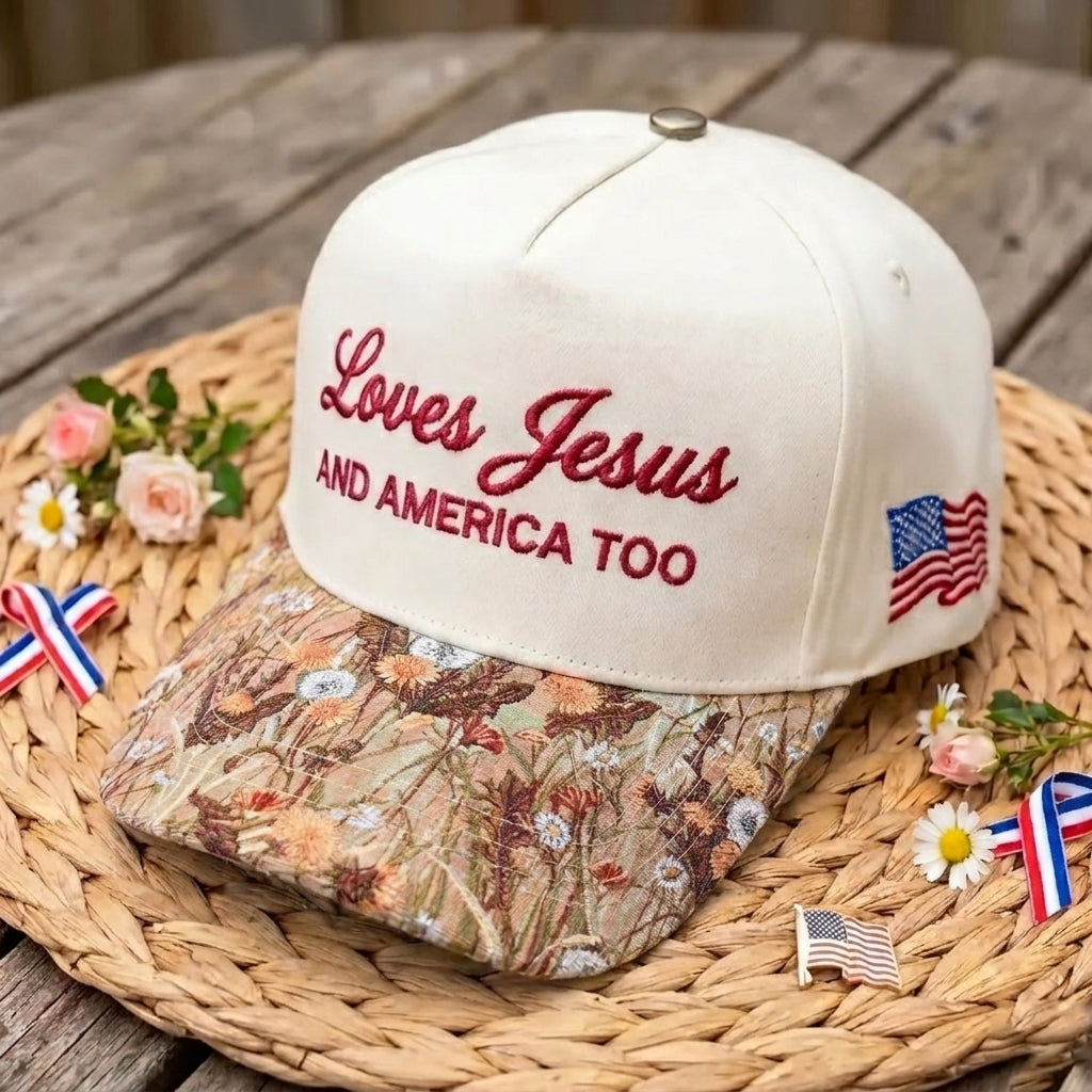 Love Jesus And America Too FLoral Hat