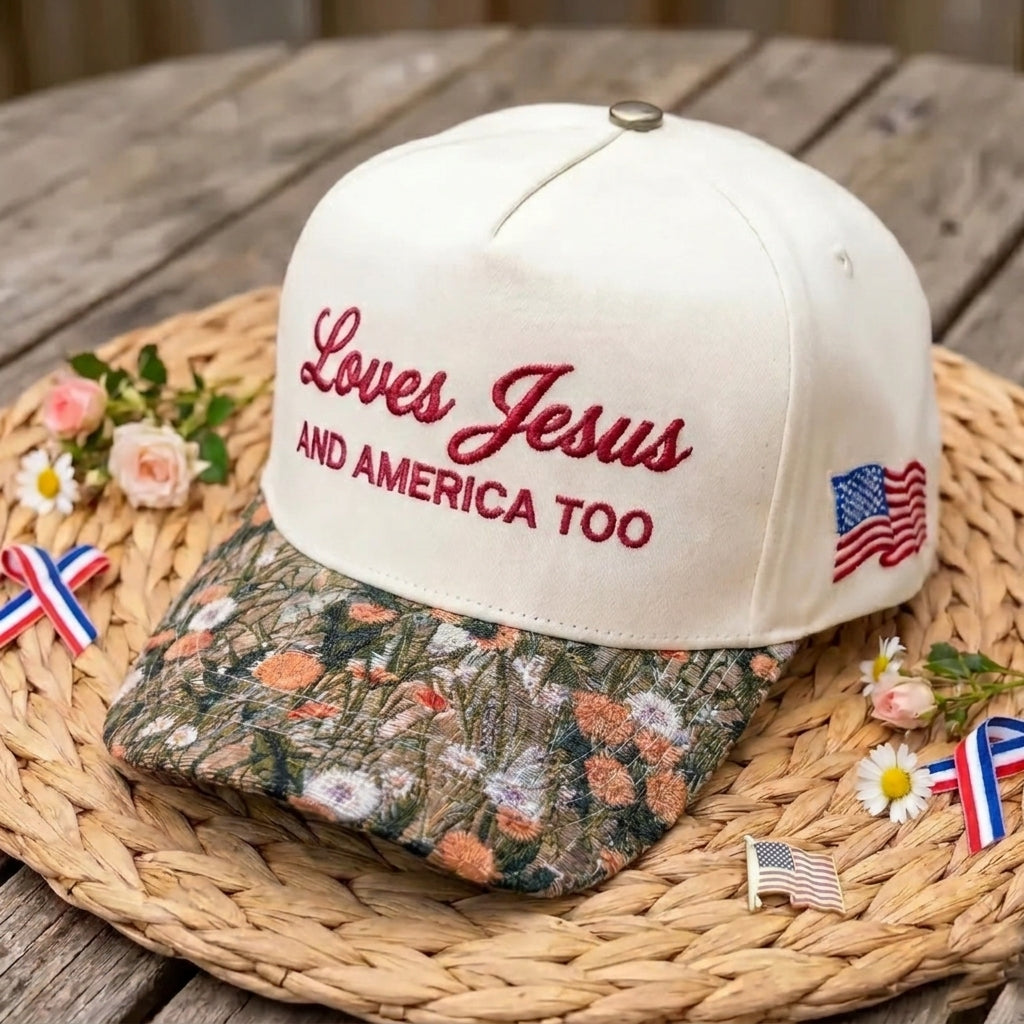 Love Jesus And America Too FLoral Hat