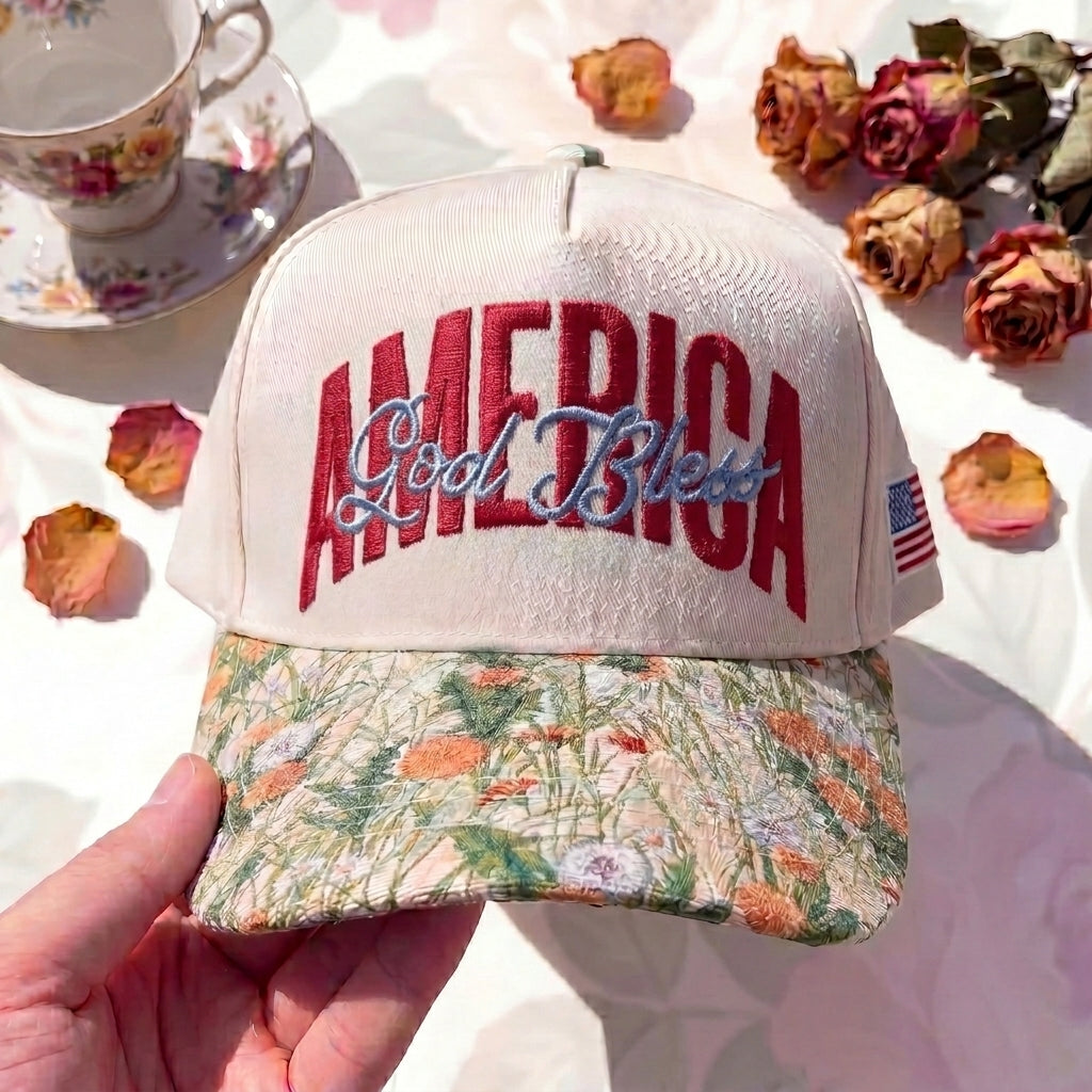 Jesus Bless America FLoral Hat