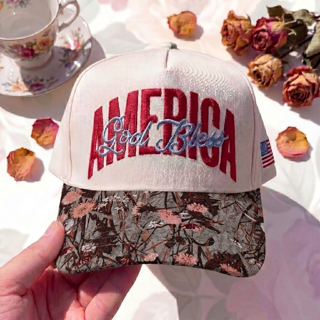 Jesus Bless America FLoral Hat