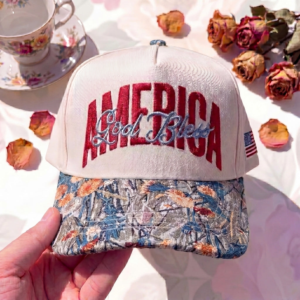 Jesus Bless America FLoral Hat