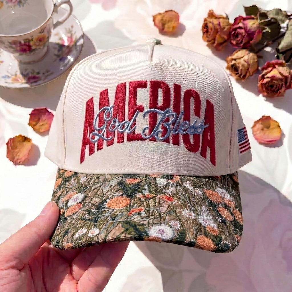 Jesus Bless America FLoral Hat