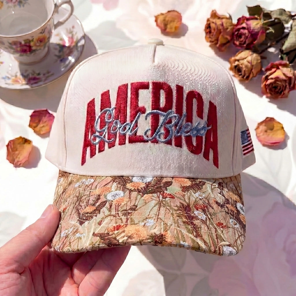 Jesus Bless America FLoral Hat