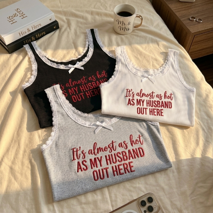 As My Husband Out Here Lace Tank Top