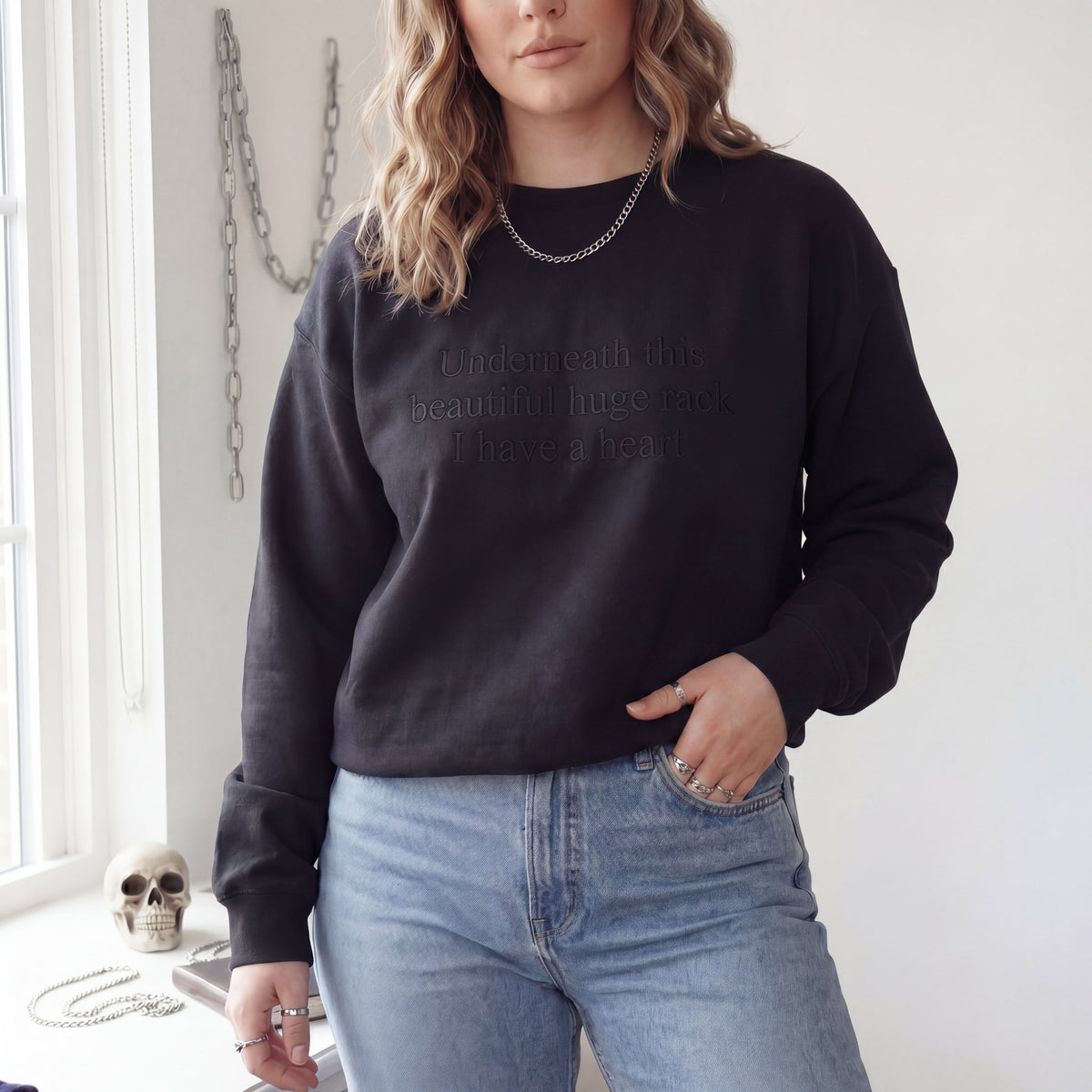 Underneath This Beautiful Huge Rack Embroidered Shirt