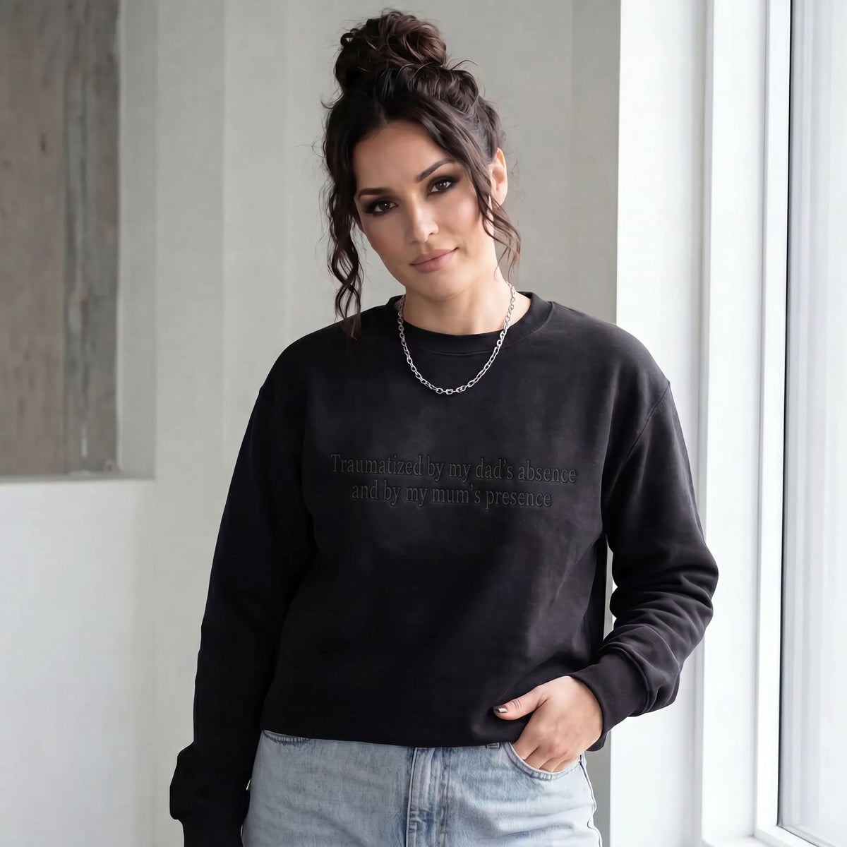 Traumatized By My Dad's Absence And By My Mum's Presence Embroidered Shirt