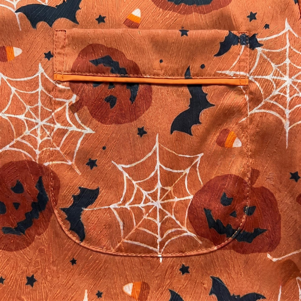 Spooky Pumpkin Satin Pajamas Embroidery