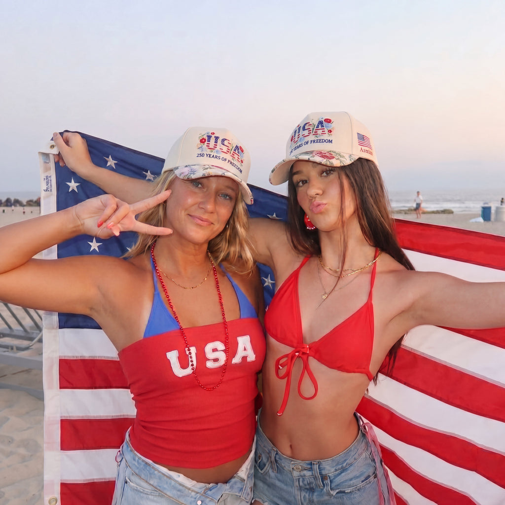 Custom Name USA Spring FLoral Hat