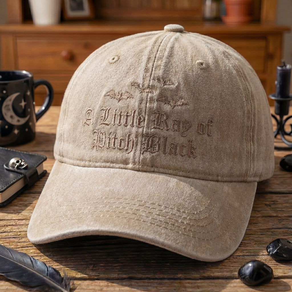 A Little Ray Of Pitch Black Gothic Washed Cap