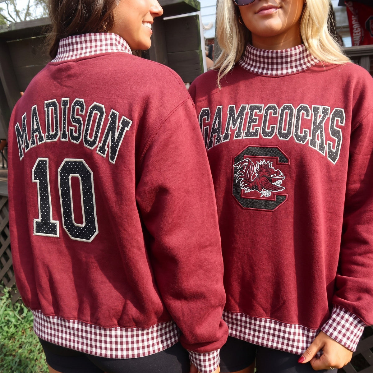 Colleges Appliqué Gingham Mockneck