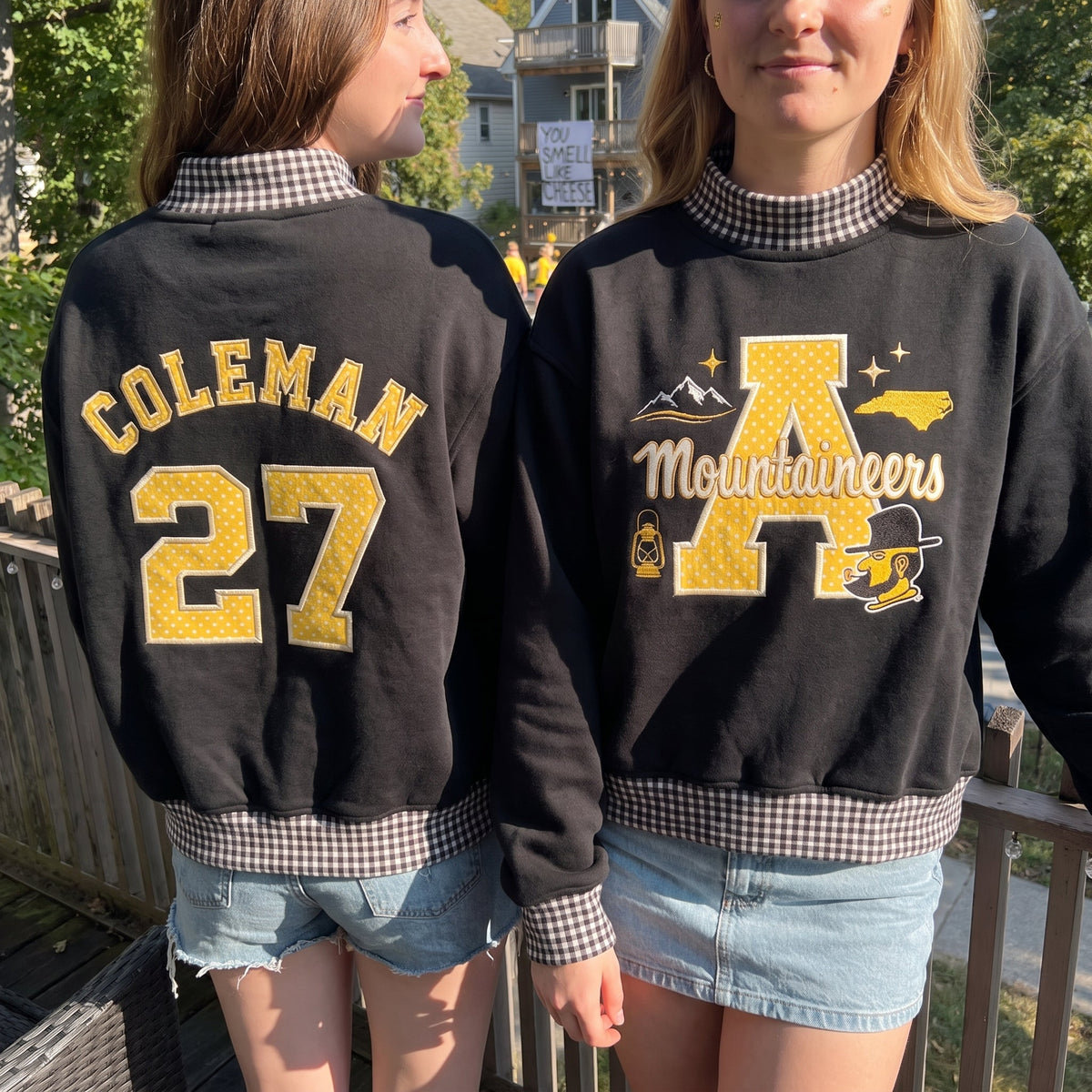 Colleges Mascot Appliqué Gingham Mockneck