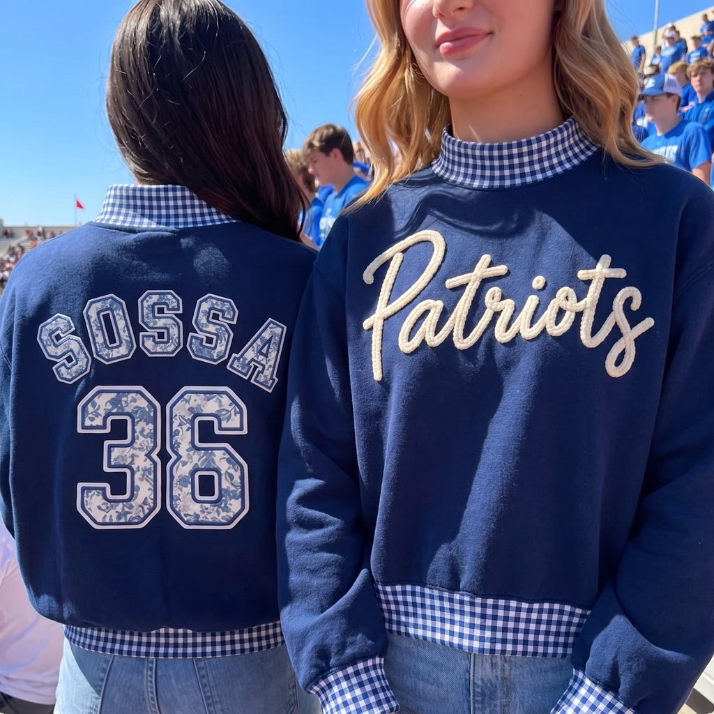 States Chenille Yarn Gingham Mockneck