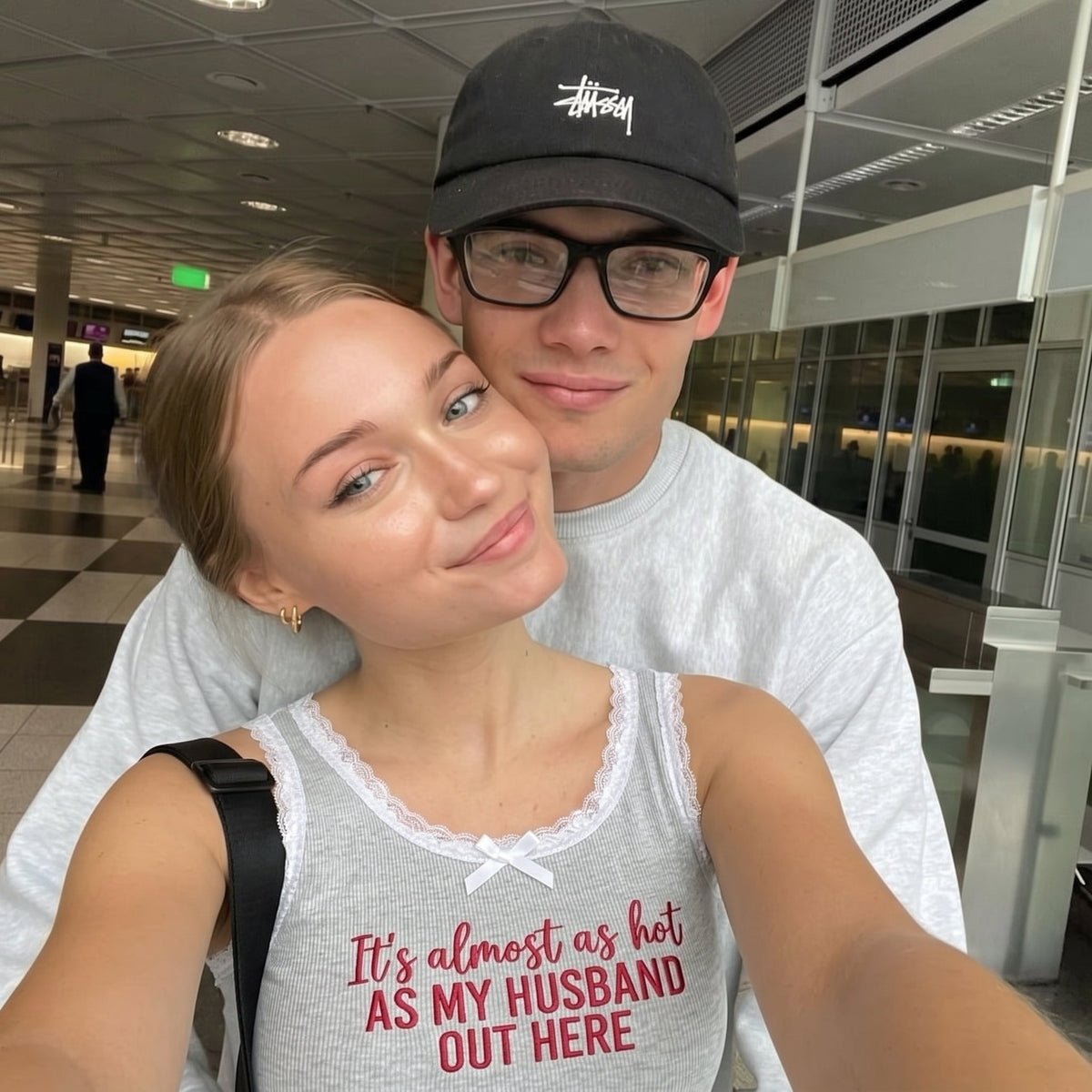 As My Husband Out Here Lace Tank Top
