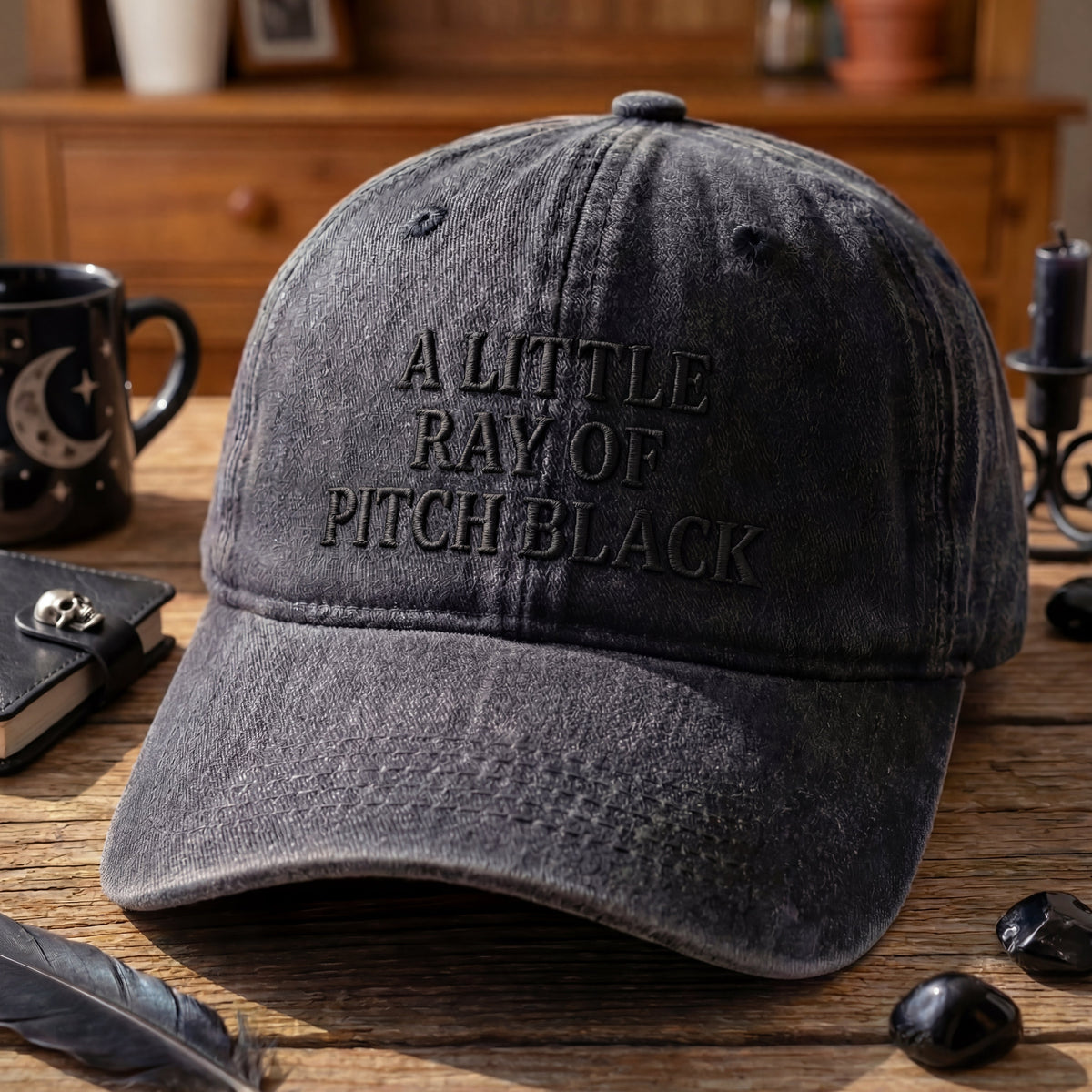A Little Ray Of Pitch Black Washed Cap