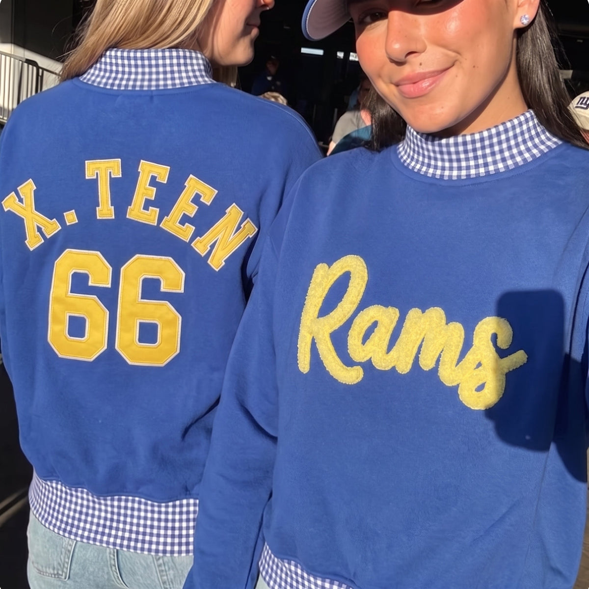 States Chenille Yarn Gingham Mockneck