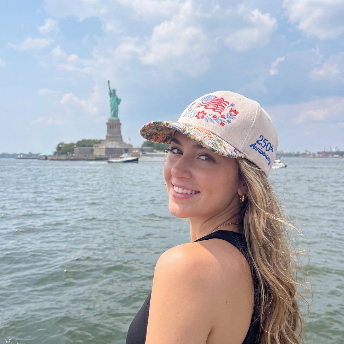 Summer Flower USA Flag FLoral Hat
