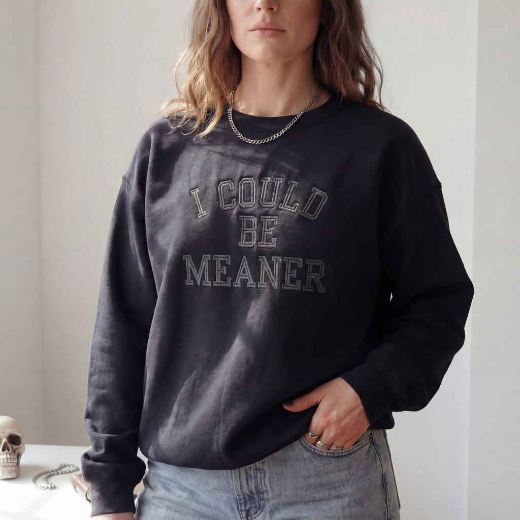 I Could Be Meaner Embroidered Shirt