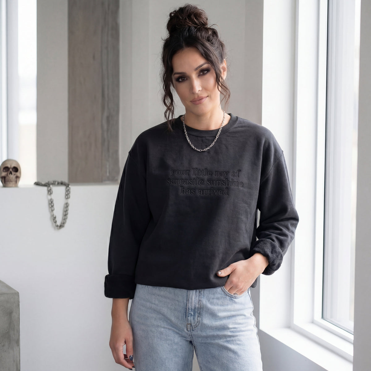Your Little Ray Of Sarcastic Sunshine Has Arrived Embroidered Shirt