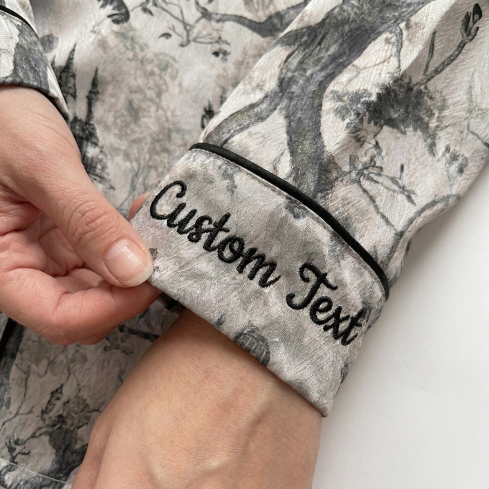 Gothic Toile Satin Pajamas Embroidery