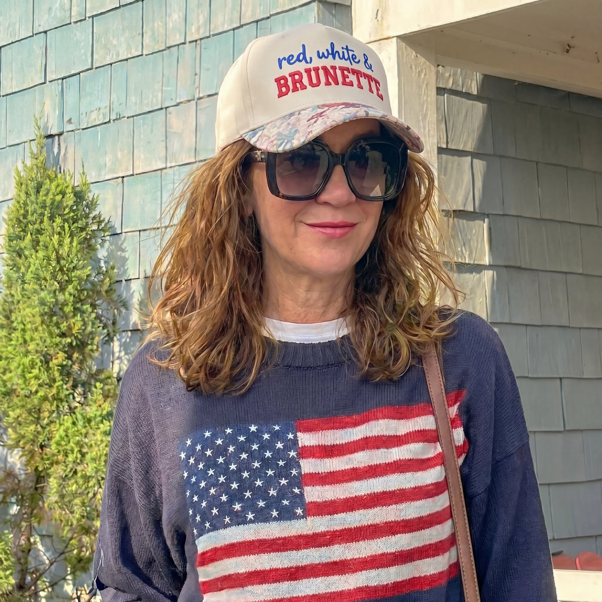 Red, White And Brunette FLoral Hat