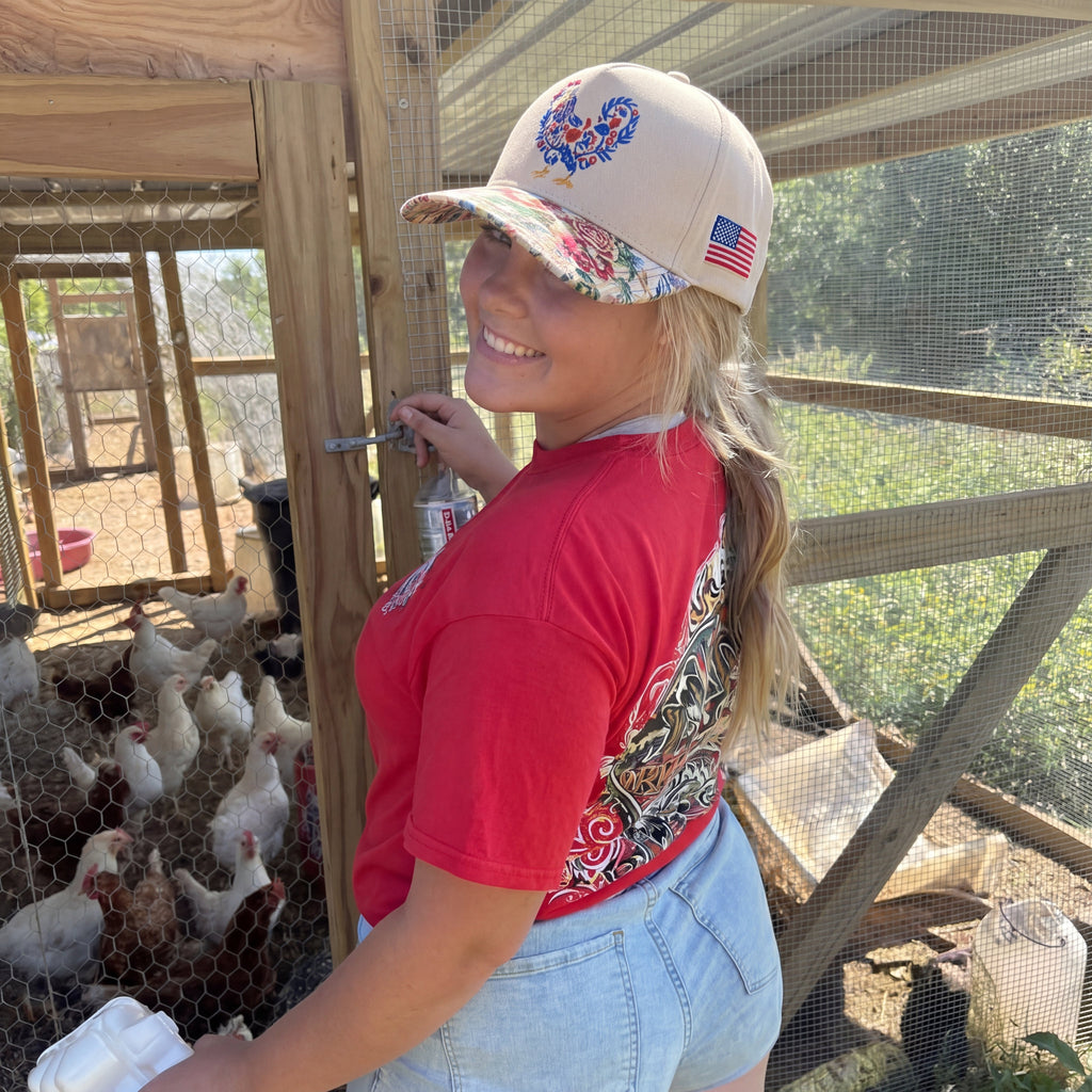 Chicken 4th of July FLoral Hat