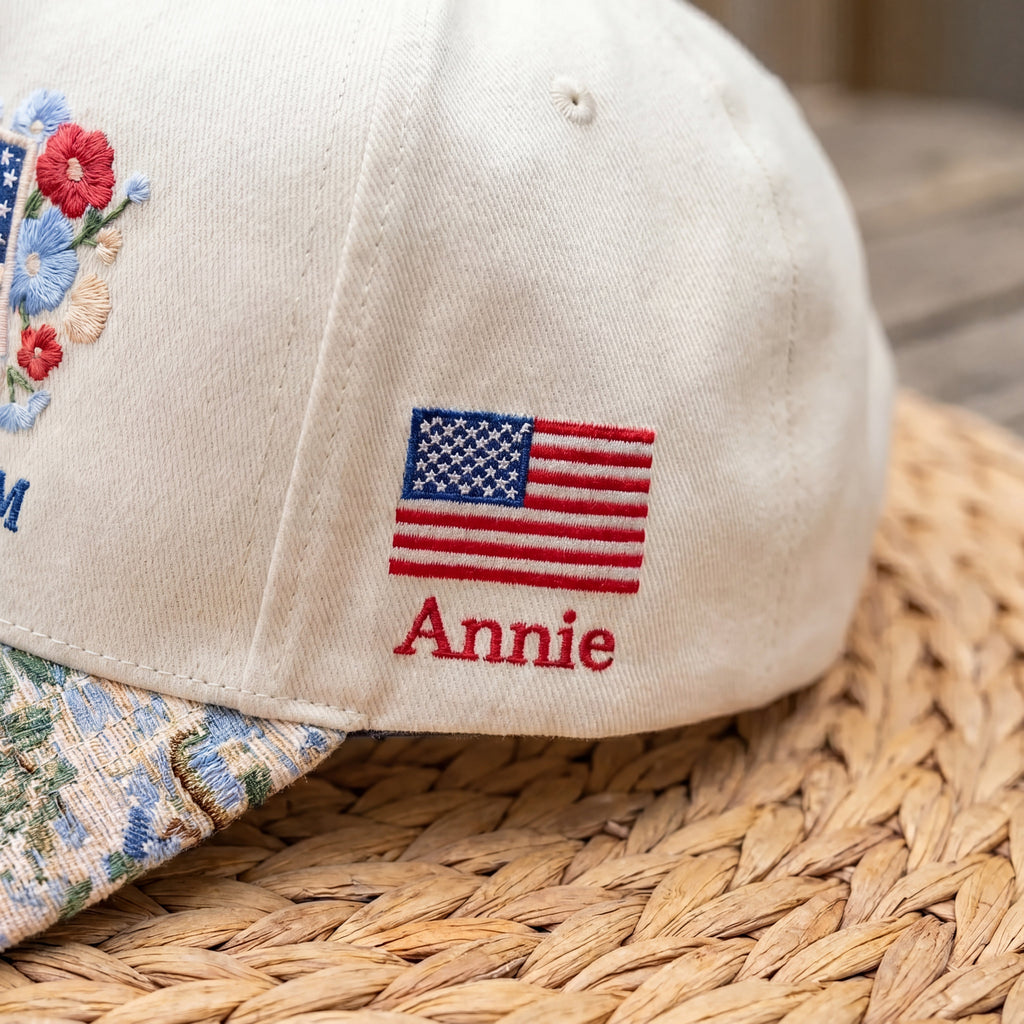 Custom Name USA Spring FLoral Hat