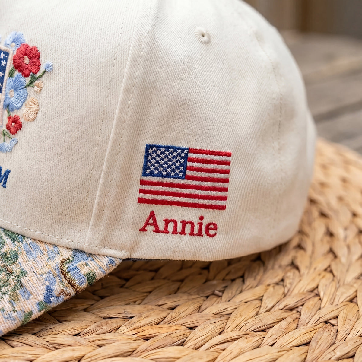 Custom Name USA Spring FLoral Hat